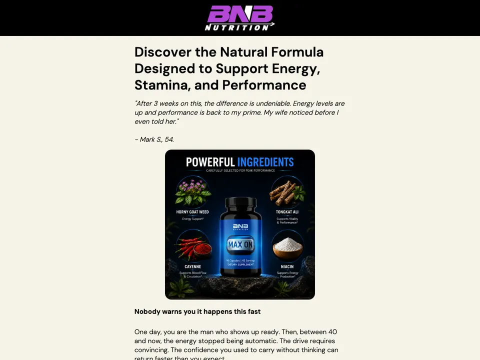 BNB Nutrition page we built