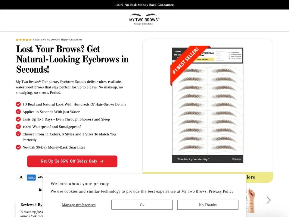 My Two Brows page we built