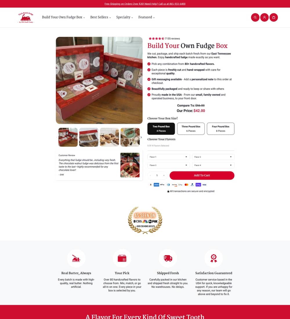 Uncle Butch's Fudge, After: our page